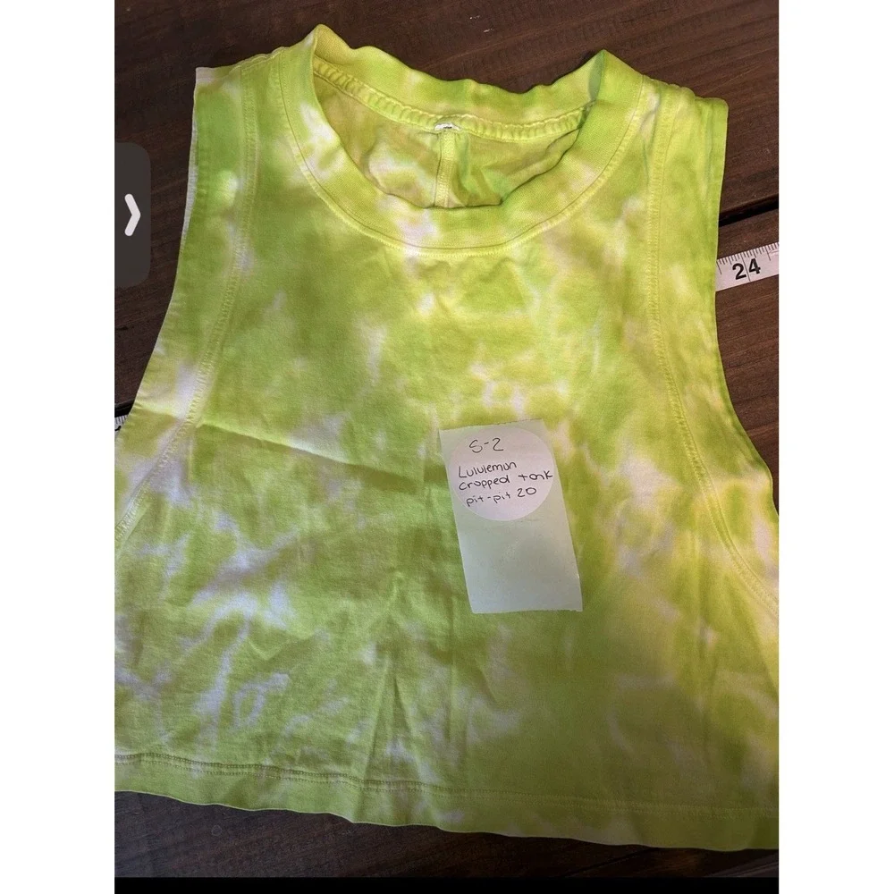 Lululemon All Yours Crop Tank Size 8 Marmoleado Tie Dye Eccentric Lime  S-2